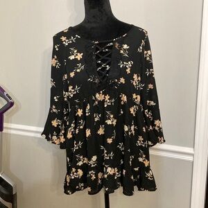 𝅺altar’d State black floral tunic dress / top size small